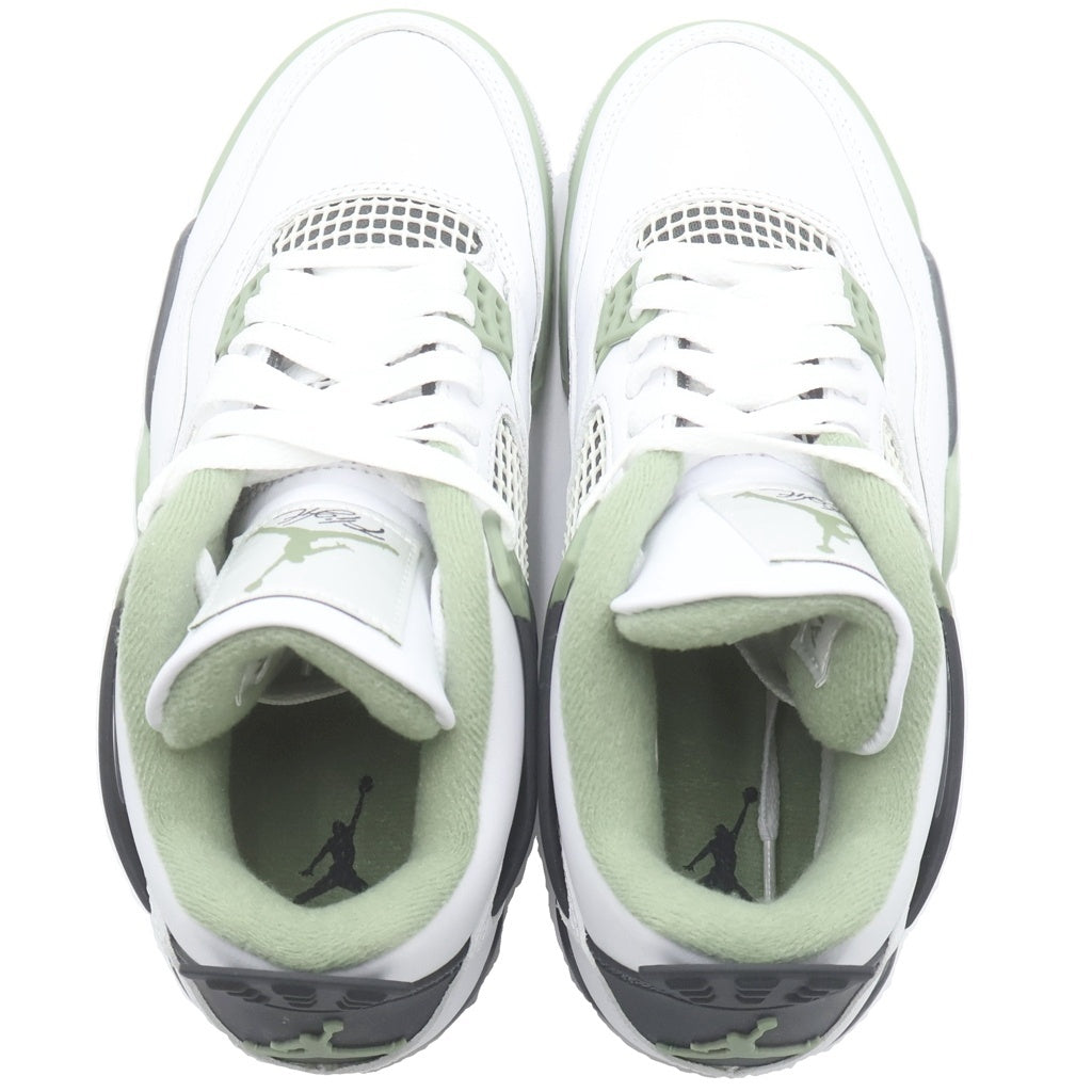 NIKE(ナイキ) AIR JORDAN 4 RETRO エア ジョーダン 4 レトロ ハイカットスニーカー シューズ ホワイト/グリーン US7/24cm レディース AQ9129-103