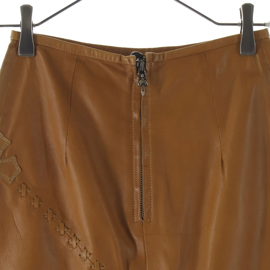 CHROME HEARTS(クロムハーツ) クロスパッチデザイン レザースカート レディース オレンジ