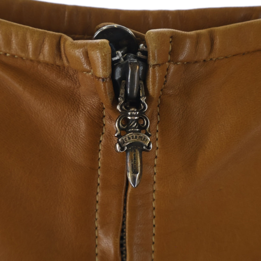 CHROME HEARTS(クロムハーツ) クロスパッチデザイン レザースカート レディース オレンジ