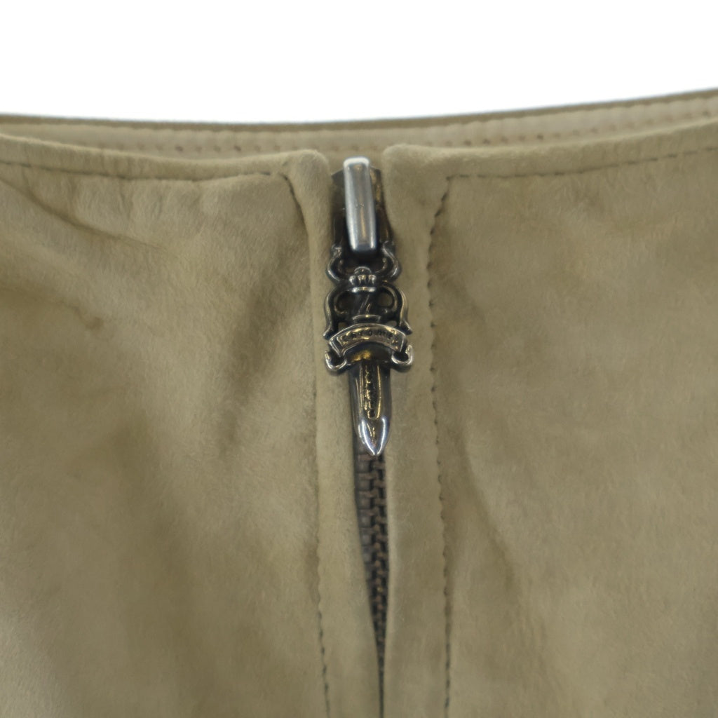 CHROME HEARTS(クロムハーツ) マルチクロスパッチデザイン ヌバックレザー ショートスカート ベージュ レディース