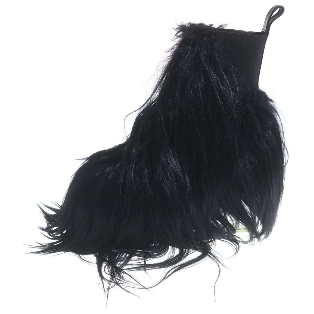 Rick Owens(リックオウエンス) Leather Fur Kiss Boots レザーファーキスブーツ ヒールブーツ ブラック 42 RU02D6844LGF0