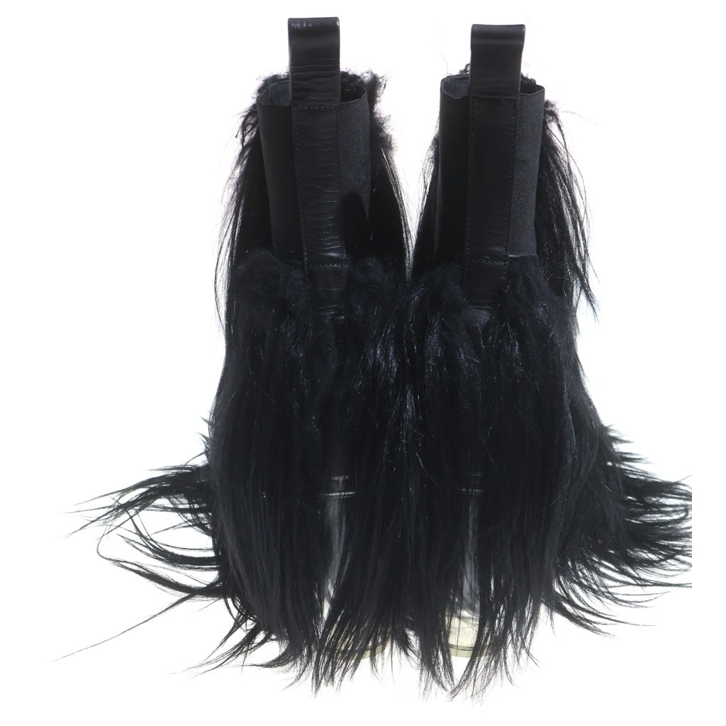 Rick Owens(リックオウエンス) Leather Fur Kiss Boots レザーファーキスブーツ ヒールブーツ ブラック 42 RU02D6844LGF0