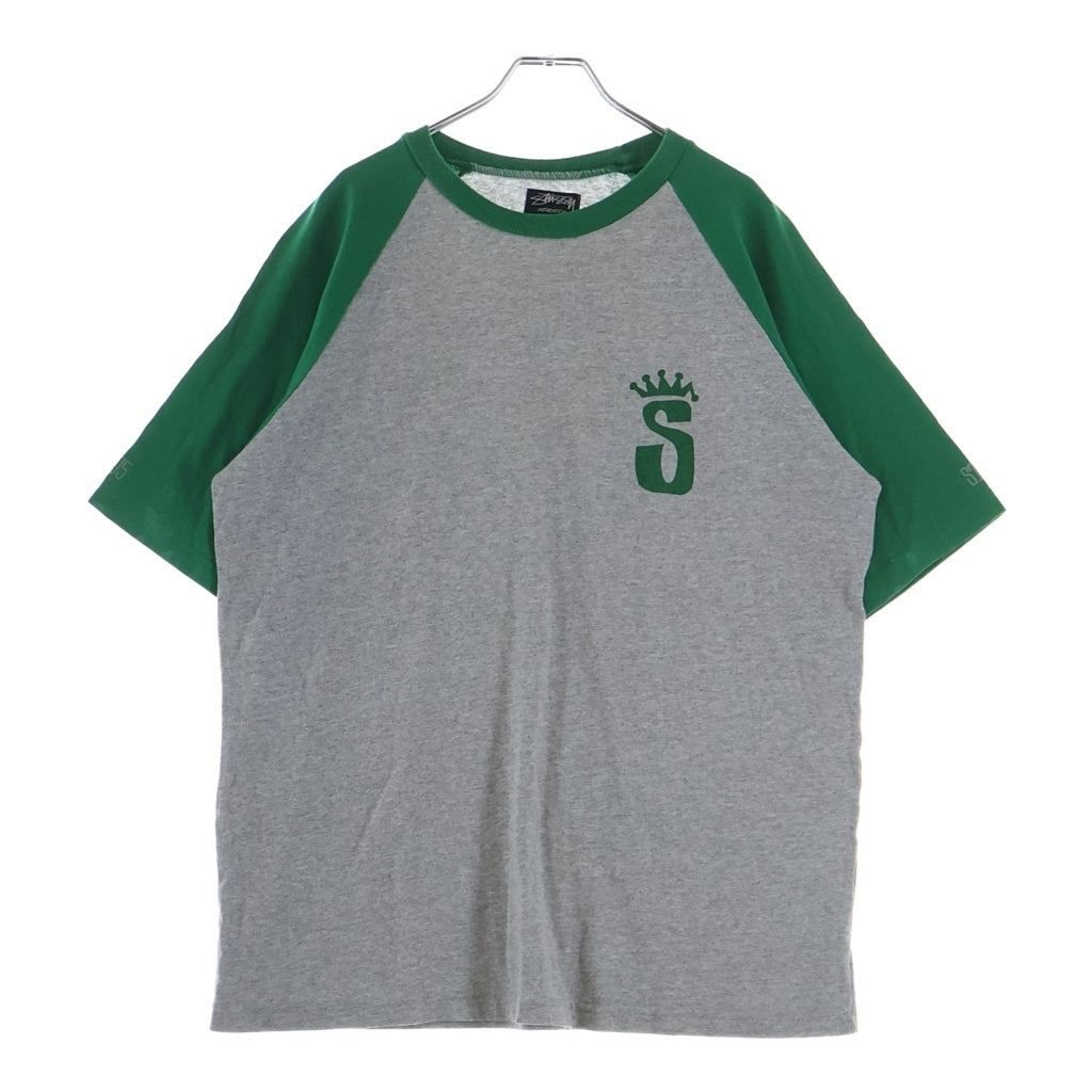 STUSSY(ステューシー) 00S VINTAGE CROWN ヴィンテージ クラウンロゴデザイン クルーネック カットソー ラグランスリーブ Tシャツ グリーン