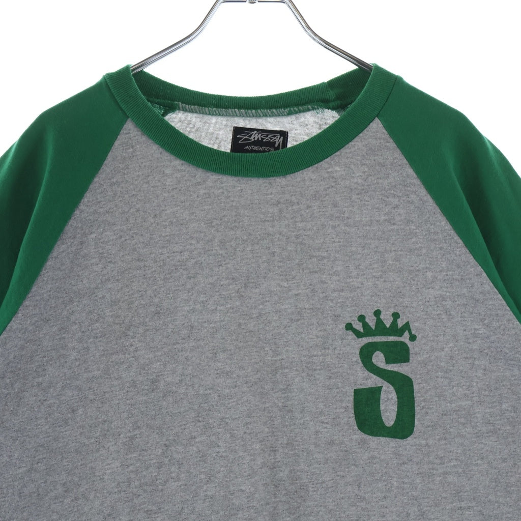 STUSSY(ステューシー) 00S VINTAGE CROWN ヴィンテージ クラウンロゴデザイン クルーネック カットソー ラグランスリーブ Tシャツ グリーン