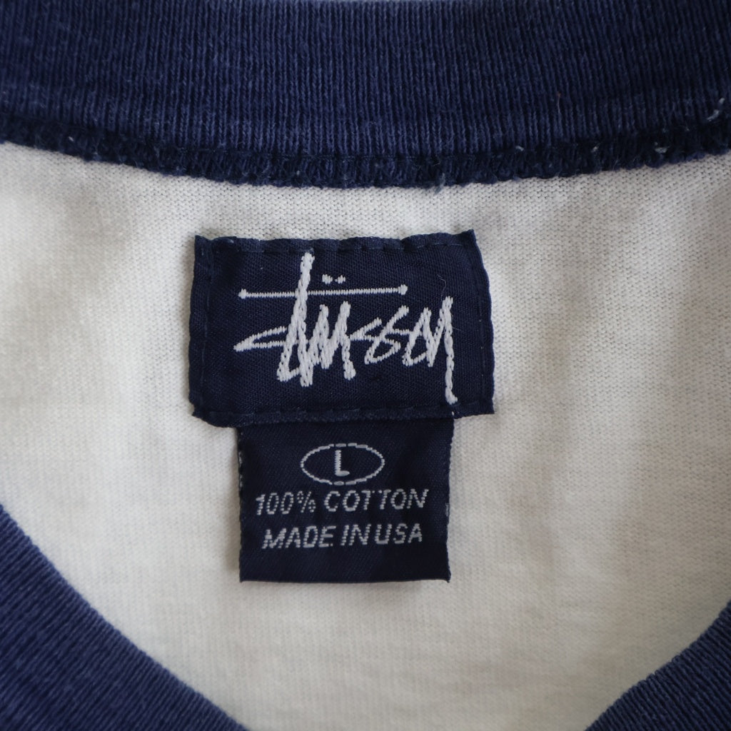 STUSSY(ステューシー) 90S Sロゴデザイン クルーネック カットソー 半袖Tシャツ ホワイト