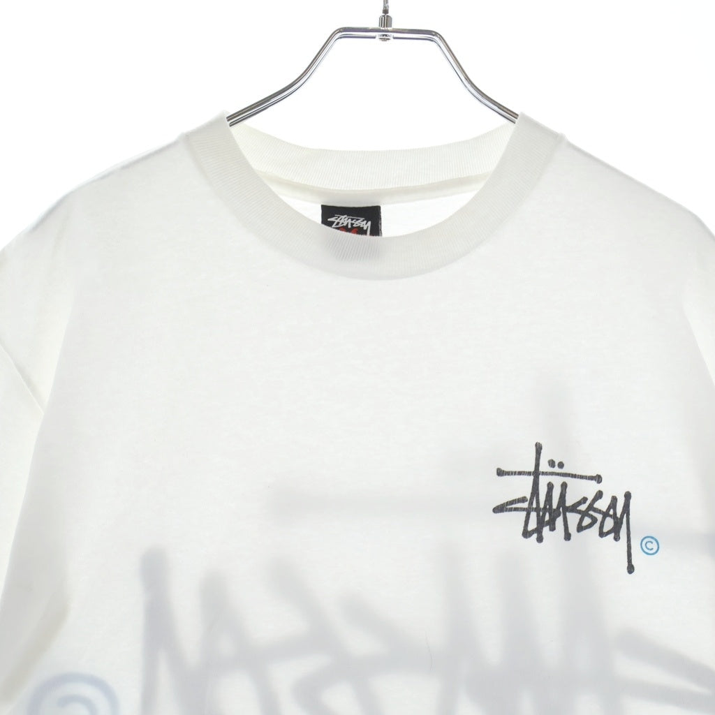STUSSY(ステューシー) 00S VINTAGE ヴィンテージ ロゴデザイン クルーネック カットソー 半袖Tシャツ ホワイト