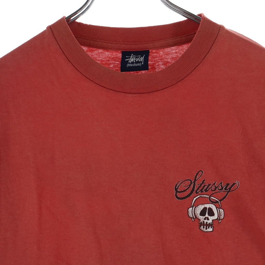 STUSSY(ステューシー) 90S VINATGE ヴィンテージ スカルデザイン クルーネック カットソー 長袖Tシャツ レッド