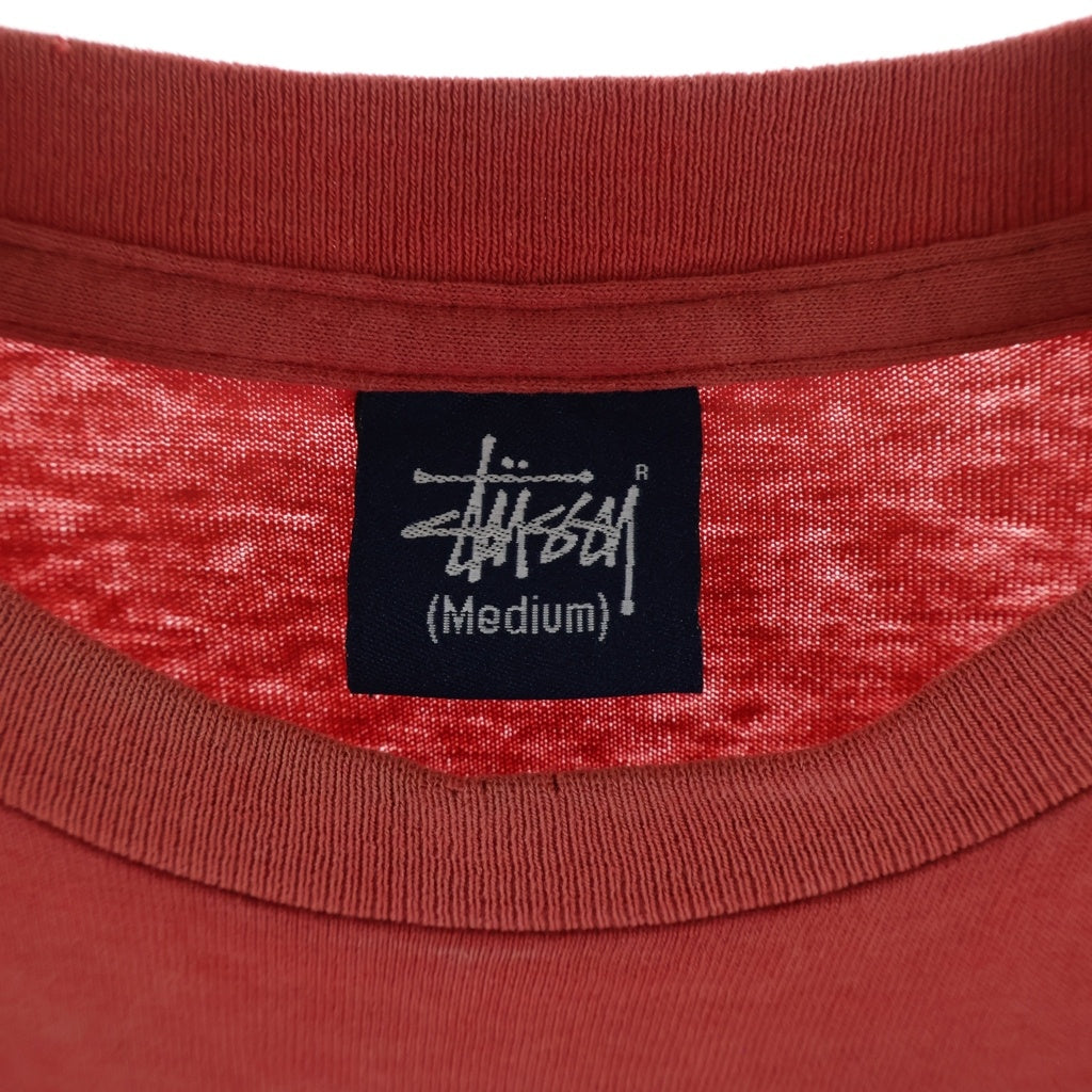 STUSSY(ステューシー) 90S VINATGE ヴィンテージ スカルデザイン クルーネック カットソー 長袖Tシャツ レッド