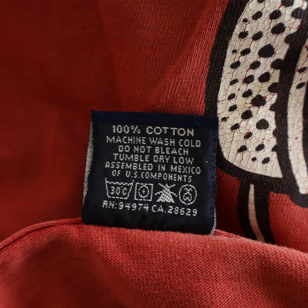 STUSSY(ステューシー) 90S VINATGE ヴィンテージ スカルデザイン クルーネック カットソー 長袖Tシャツ レッド