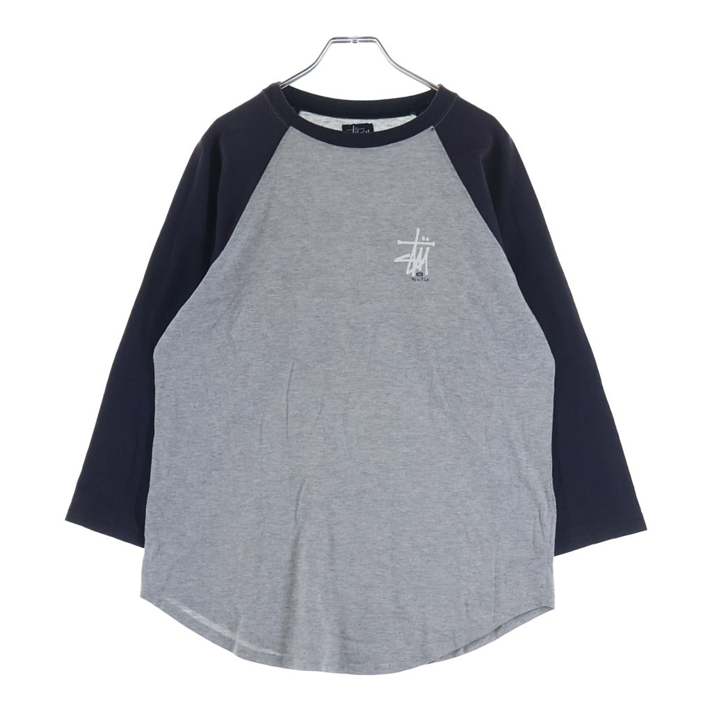 STUSSY(ステューシー) 90S VINTAGE NYLTA 80 ロゴデザイン クルーネック カットソー ラグランスリーブTシャツ グレー
