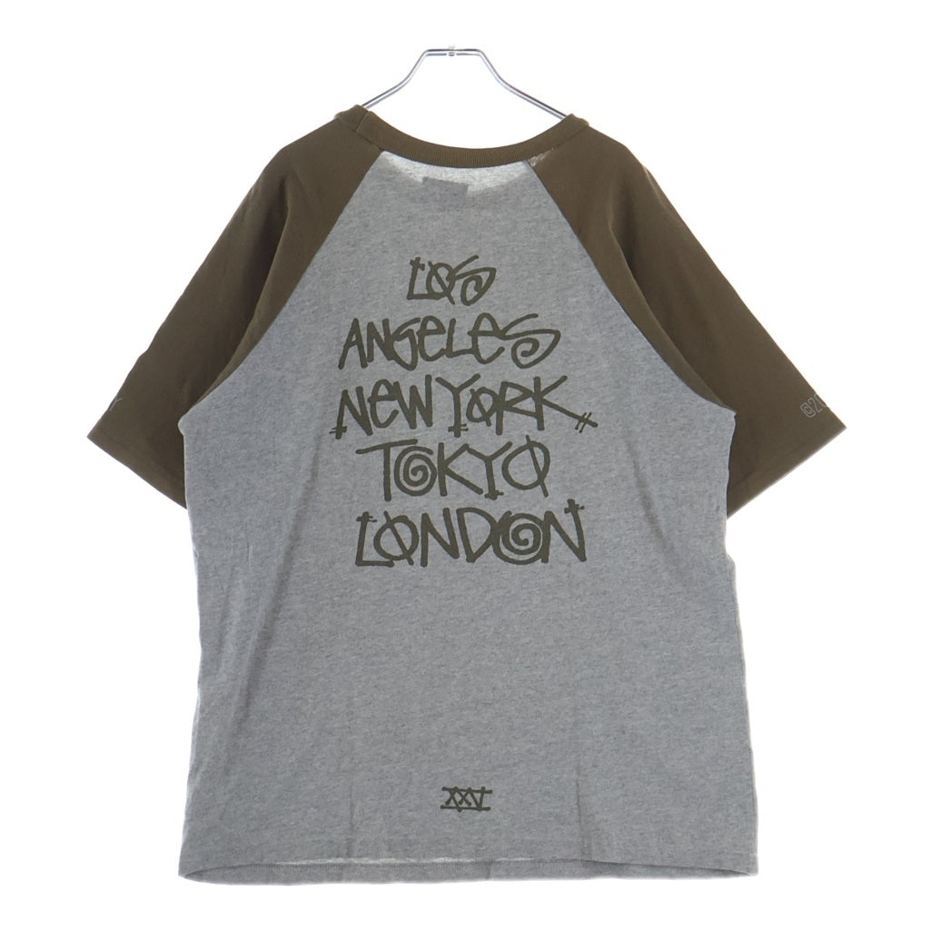 STUSSY(ステューシー) 00S VINTAGE CROWN ヴィンテージ クラウンロゴデザイン クルーネック カットソー ラグランスリーブ 半袖Tシャツ ブラウン