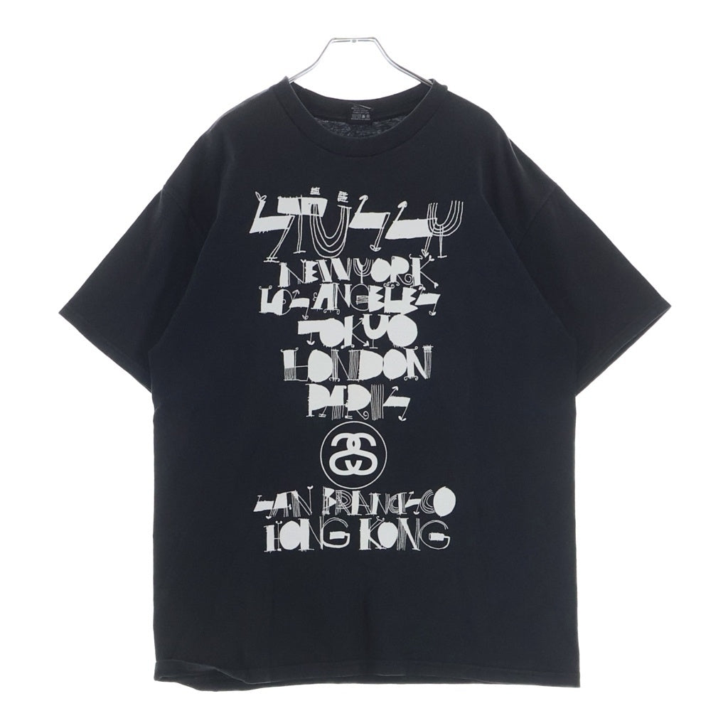 STUSSY(ステューシー) WORLD TOUR TEE ワールドツアー クルーネック カットソー 半袖Tシャツ ブラック