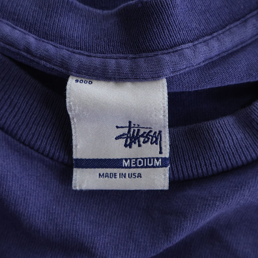 STUSSY(ステューシー) 90S VINTAGE LOSANGELES ヴィンテージ ロサンゼルス 銀タグ ロゴデザイン クルーネック カットソー 半袖Tシャツ ネイビー