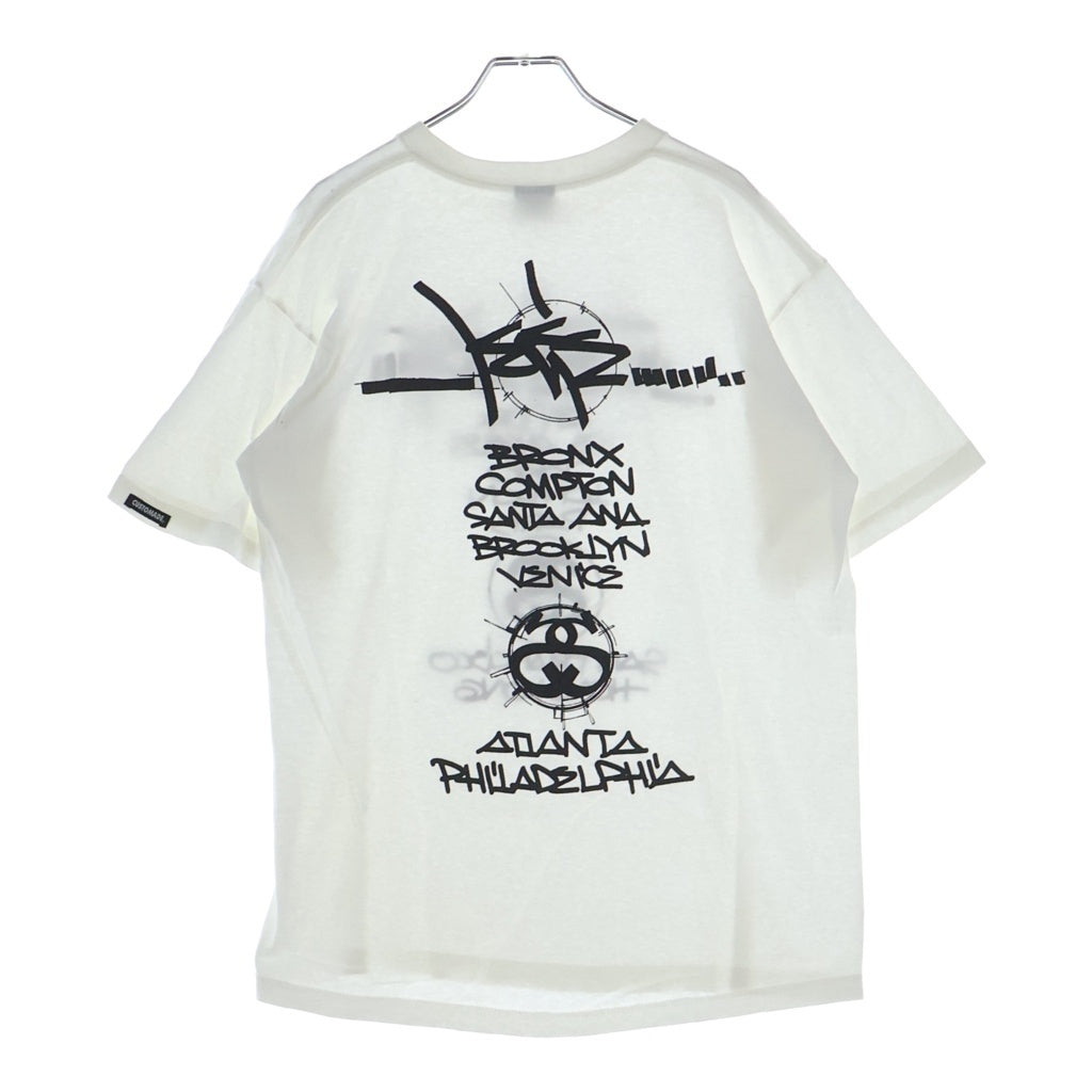STUSSY(ステューシー) 90S VINTAGE CUSTOMADE ヴィンテージ ロゴデザイン クルーネック カットソー 半袖Tシャツ ホワイト