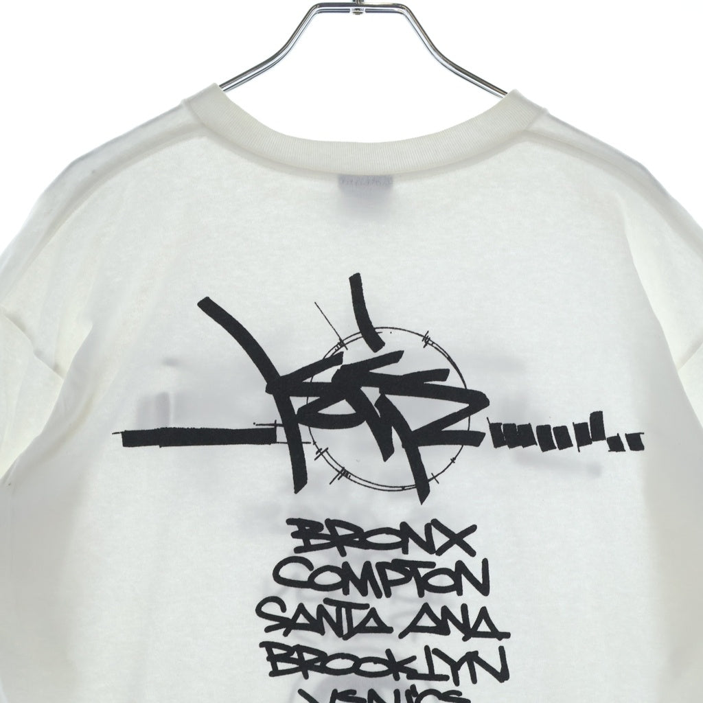 STUSSY(ステューシー) 90S VINTAGE CUSTOMADE ヴィンテージ ロゴデザイン クルーネック カットソー 半袖Tシャツ ホワイト