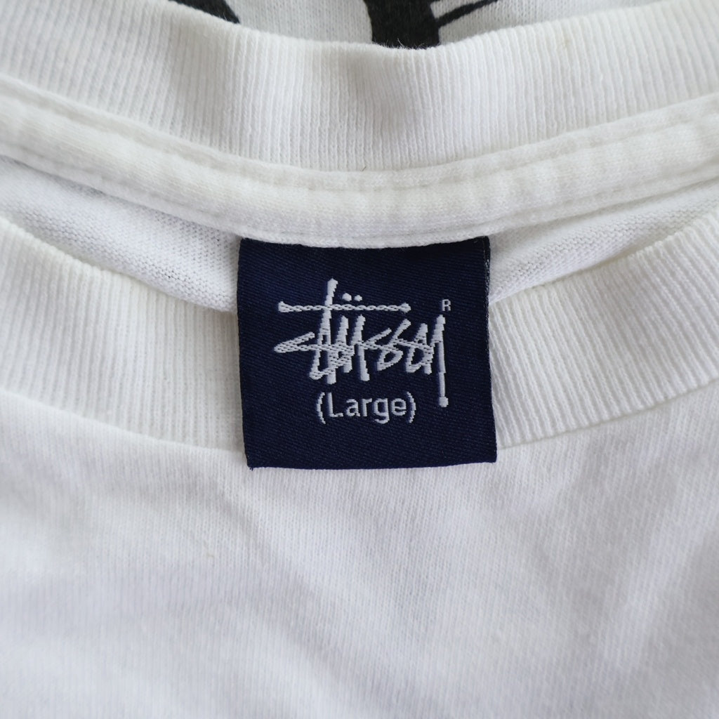 STUSSY(ステューシー) 90S VINTAGE CUSTOMADE ヴィンテージ ロゴデザイン クルーネック カットソー 半袖Tシャツ ホワイト