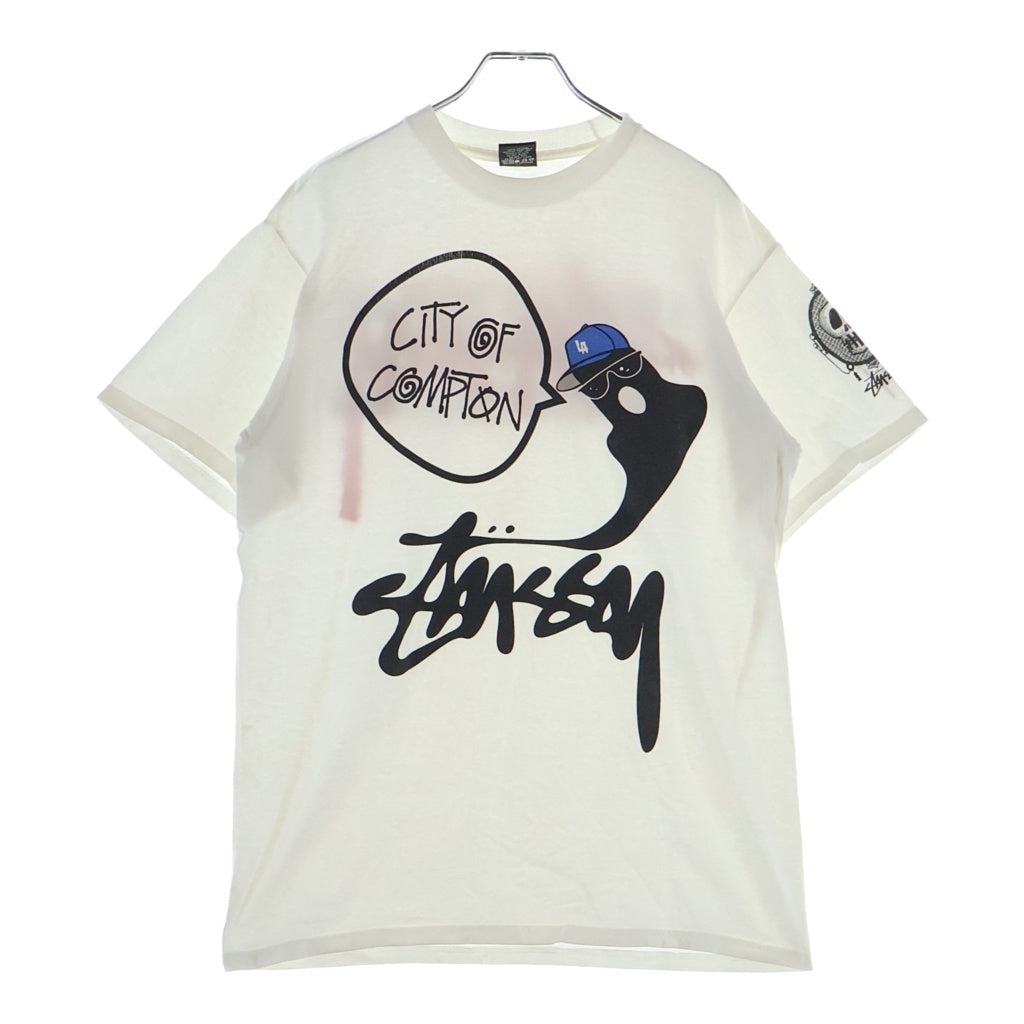 STUSSY(ステューシー) 00S VINTAGE CITY OF CIMPTON ヴィンテージ シティーオブコンプトン クルーネック カットソー 半袖Tシャツ ホワイト
