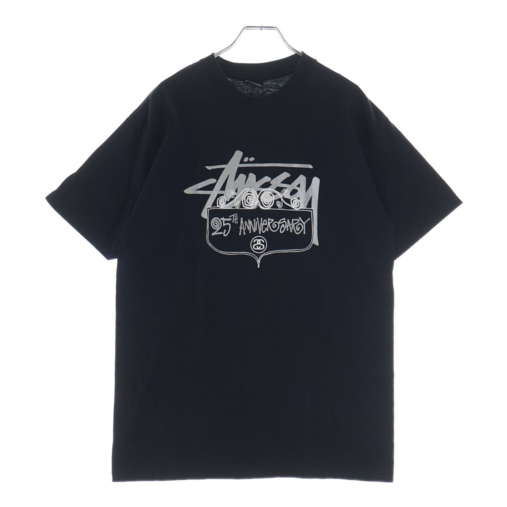 STUSSY(ステューシー) 00S VINTAGE 25ANNIVERSARY ヴィンテージ 25周年 ロゴデザイン クルーネック カットソー 半袖Tシャツ ブラック