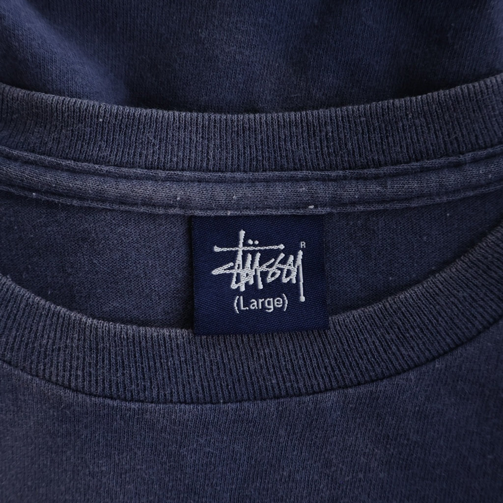 STUSSY(ステューシー) 90S～00S VINTAGE RASTA LIRE ラスタデザイン ロゴデザイン クルーネック カットソー 半袖Tシャツ ネイビー