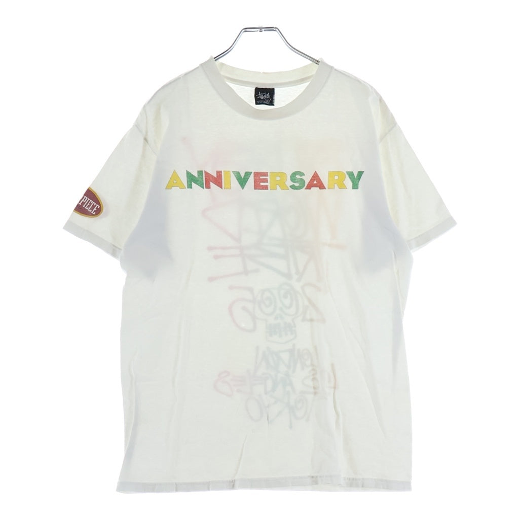 STUSSY(ステューシー) 00S VINTAGE ANNIVERSARY ヴィンテージ アニバーサリー ロゴデザイン クルーネック カットソー 半袖Tシャツ ホワイト