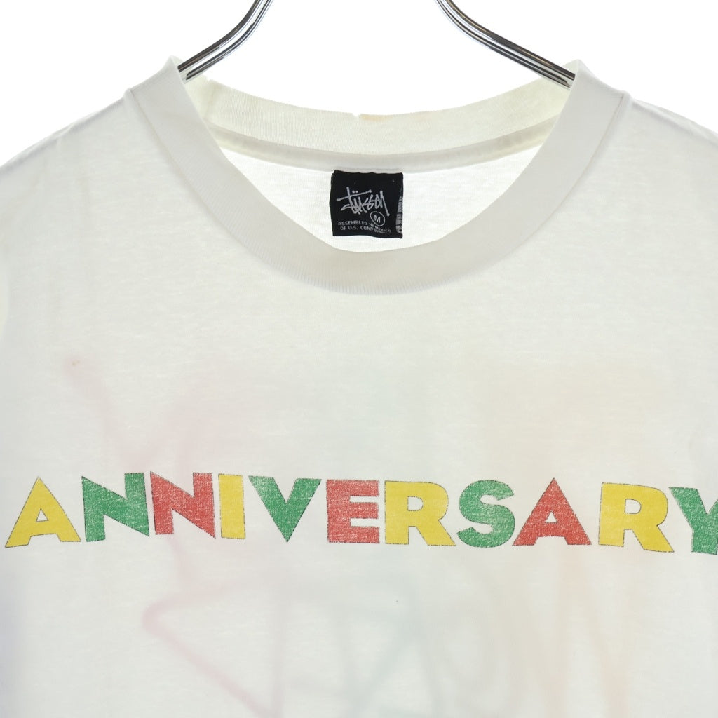 STUSSY(ステューシー) 00S VINTAGE ANNIVERSARY ヴィンテージ アニバーサリー ロゴデザイン クルーネック カットソー 半袖Tシャツ ホワイト