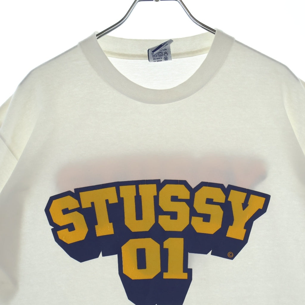 STUSSY(ステューシー) 90S VINTAGE 01 ヴィンテージ ロゴデザイン クルーネック カットソー 半袖Tシャツ ホワイト