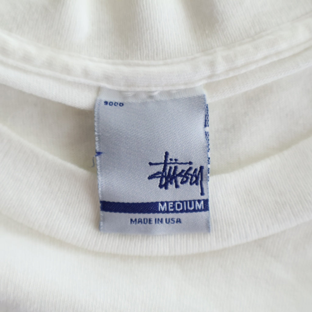 STUSSY(ステューシー) 90S VINTAGE 01 ヴィンテージ ロゴデザイン クルーネック カットソー 半袖Tシャツ ホワイト