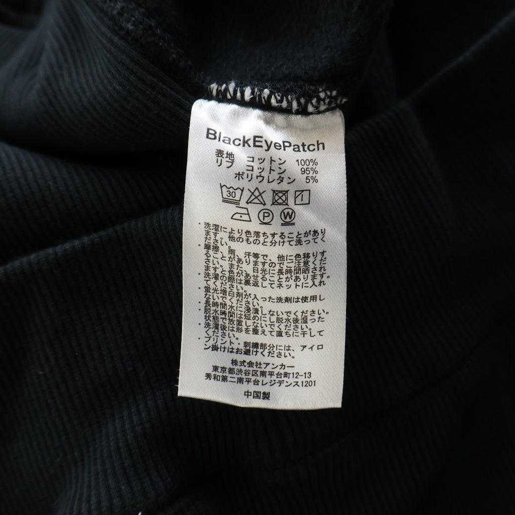 THE BLACK EYE PATCH(ブラックアイパッチ) 取扱説注意刺繍 プルオーバーパーカーフーディー ブラック