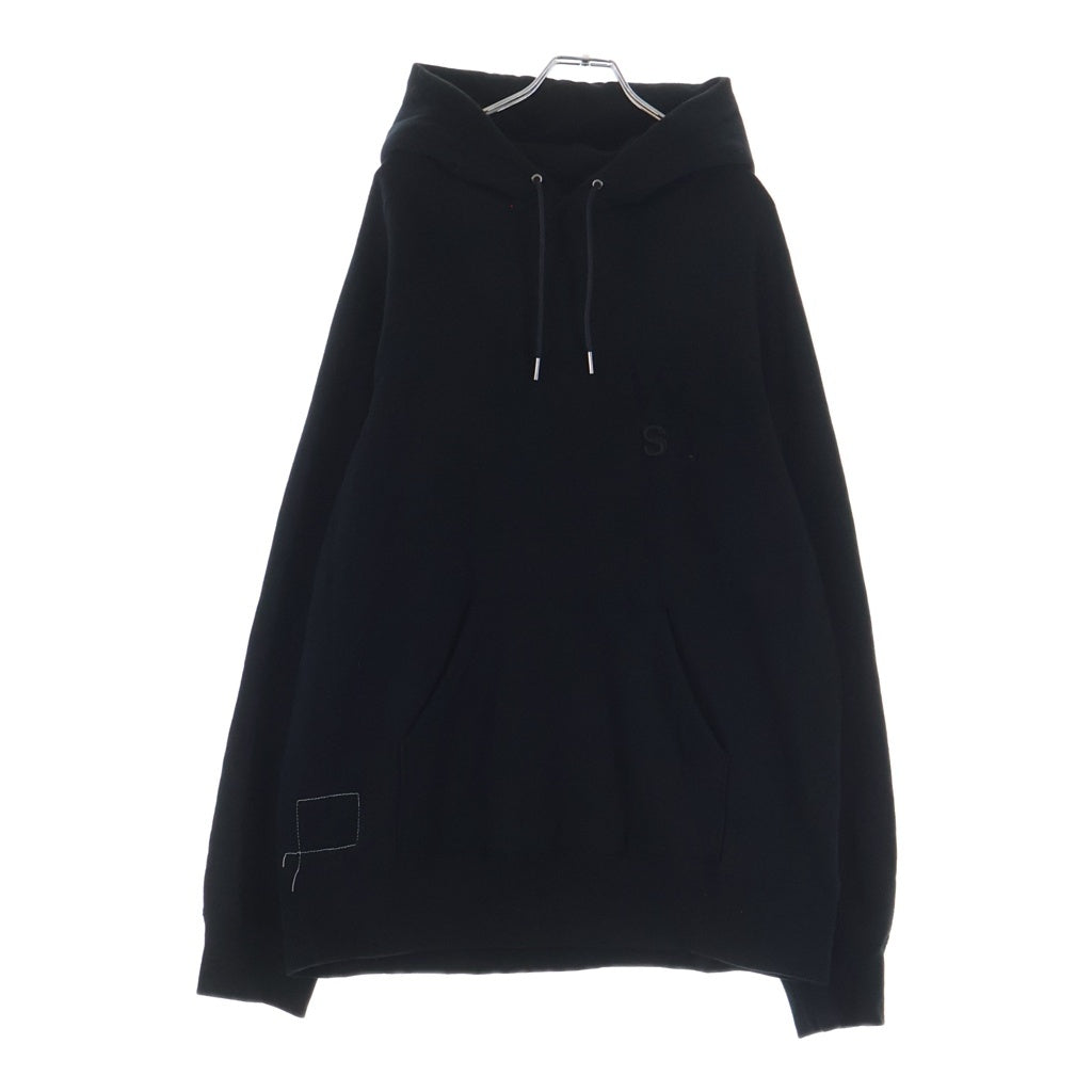 WTAPS(ダブルタップス) ×Sacai Flock Print Hoodie サカイプルオーバーパーカーフーディー ブラック 25-0925S
