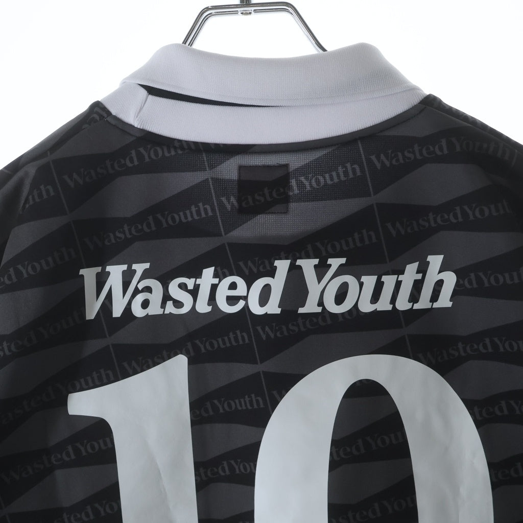 WASTED YOUTH(ウェイステッドユース) ×Budweiser バドワイザー サッカーゲーム半袖Tシャツ カットソー ブラック