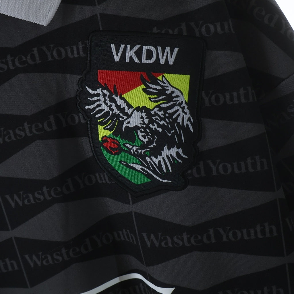 WASTED YOUTH(ウェイステッドユース) ×Budweiser バドワイザー サッカーゲーム半袖Tシャツ カットソー ブラック