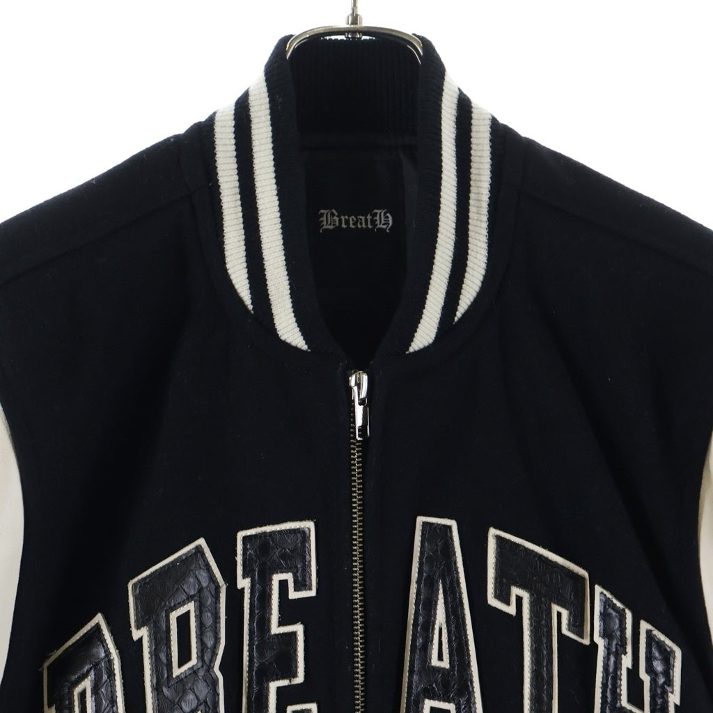 BREATH(ブレス) PYTHON STADIUM JACKET ロゴパッチ スタジアムジャケット ブルゾン ブラック BRNRG-0-0002
