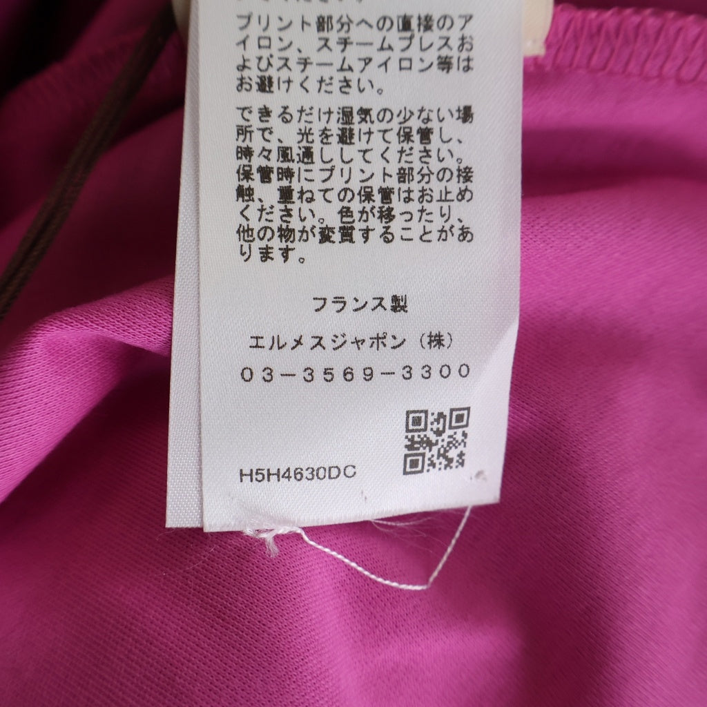 HERMES(エルメス) マイクロ カルトゥッシュ ブルーノワール 半袖Tシャツ カットソー ピンク レディース 5H4630DC