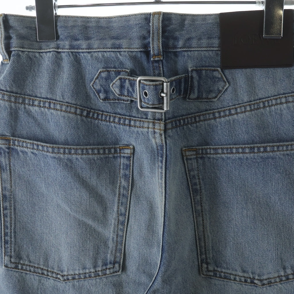 LOEWE(ロエベ) ボタンフライジーンズ シンチバック デニム ボトムス ブルー H526Y11X89