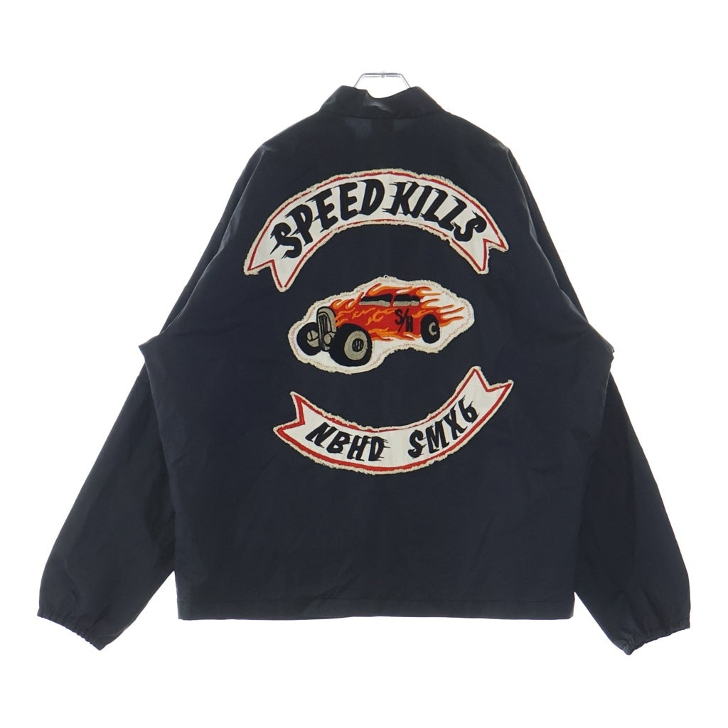 SAINT MICHAEL(セントマイケル) 25SS ×NEIGHBORHOOD STHD . JACKET SNTHD ネイバーフッド モーターサイクルタイプ ナイロンジャケット ジップアップブルゾン ブラック/レッド SM-HR8-0000-C73