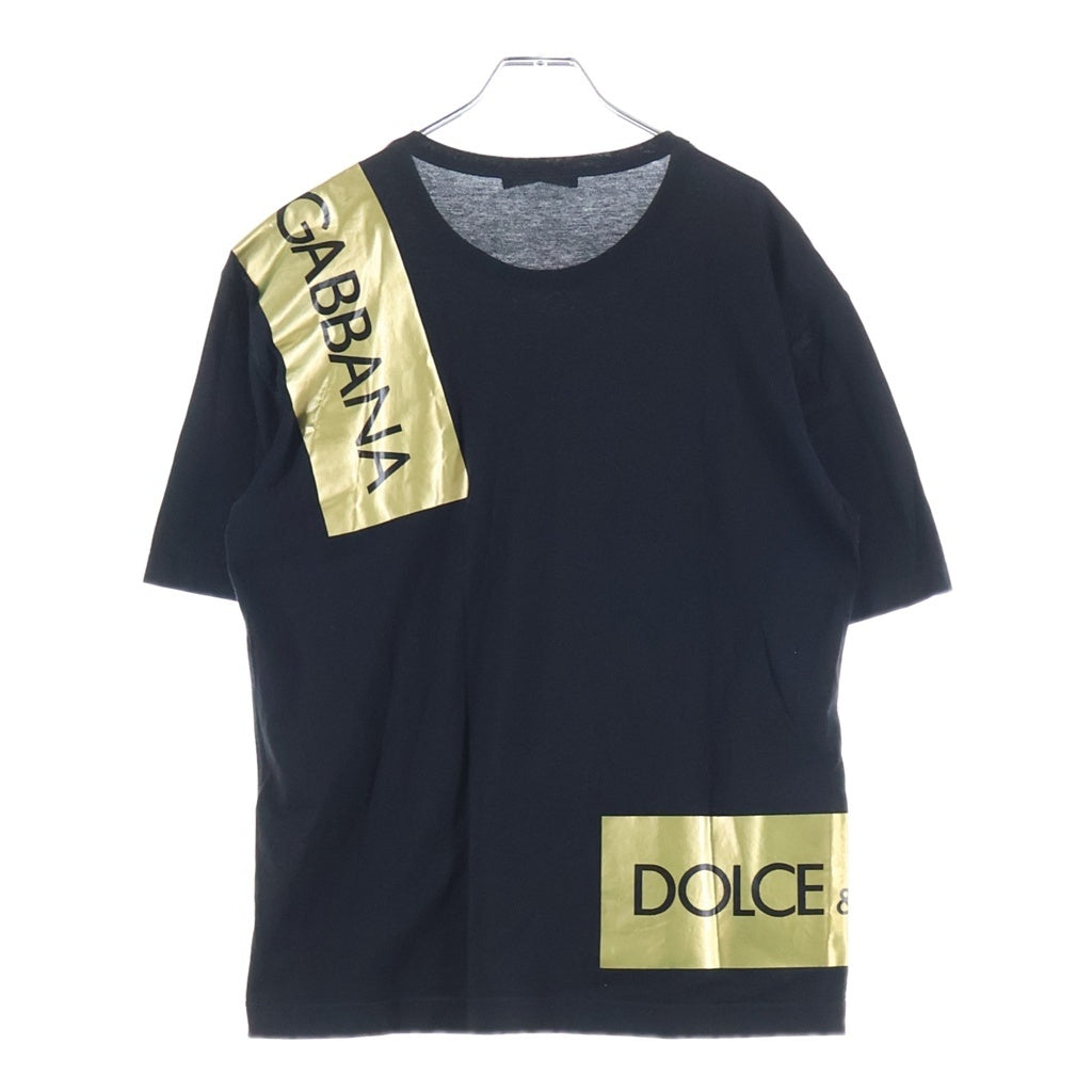 DOLCE & GABBANA(ドルチェアンドガッバーナ) LOGO TAPE ロゴテープ クルーネック カットソー 半袖Tシャツ ブラック