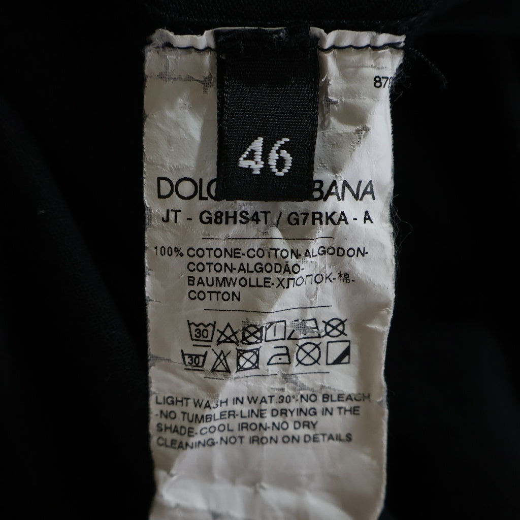 DOLCE & GABBANA(ドルチェアンドガッバーナ) LOGO TAPE ロゴテープ クルーネック カットソー 半袖Tシャツ ブラック
