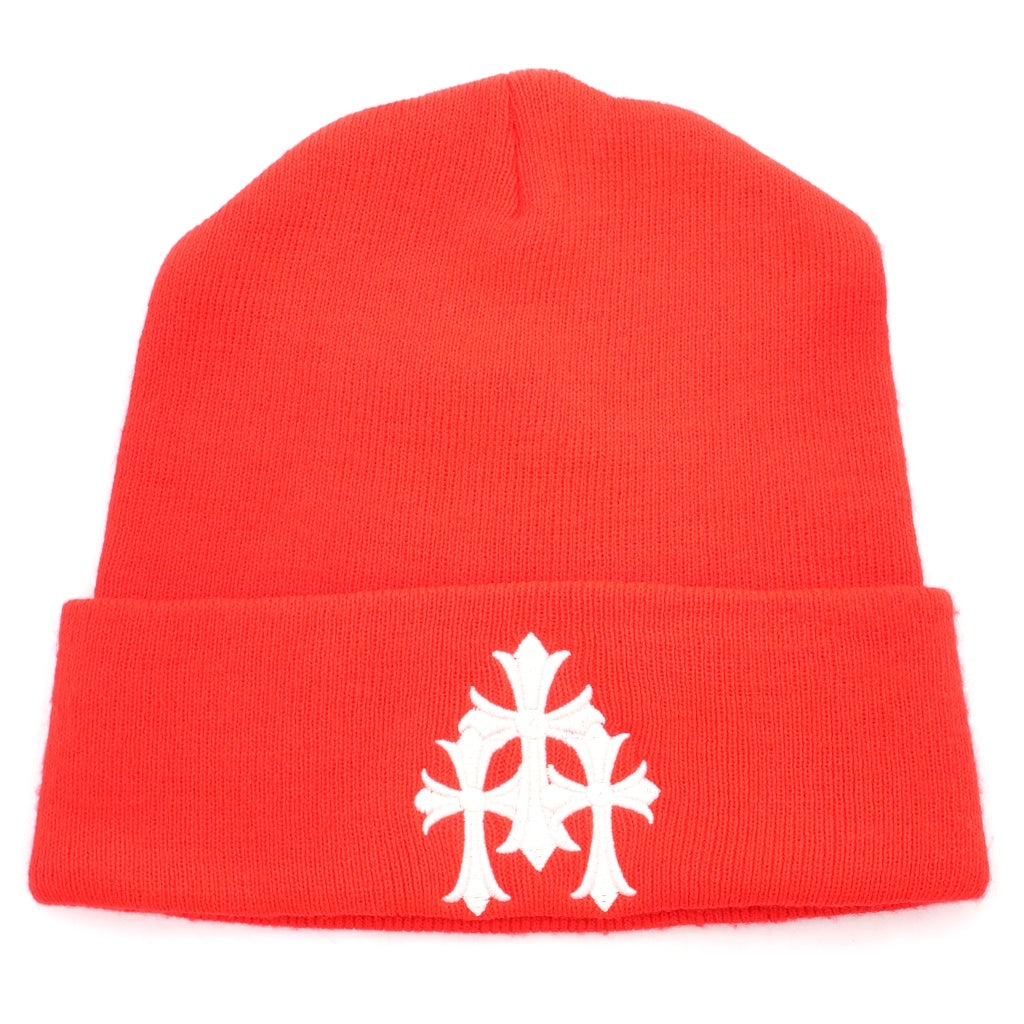 CHROME HEARTS(クロムハーツ) WACH CAP CROSS ワッチキャップ セメタリークロスデザイン ビーニー 帽子 レッド