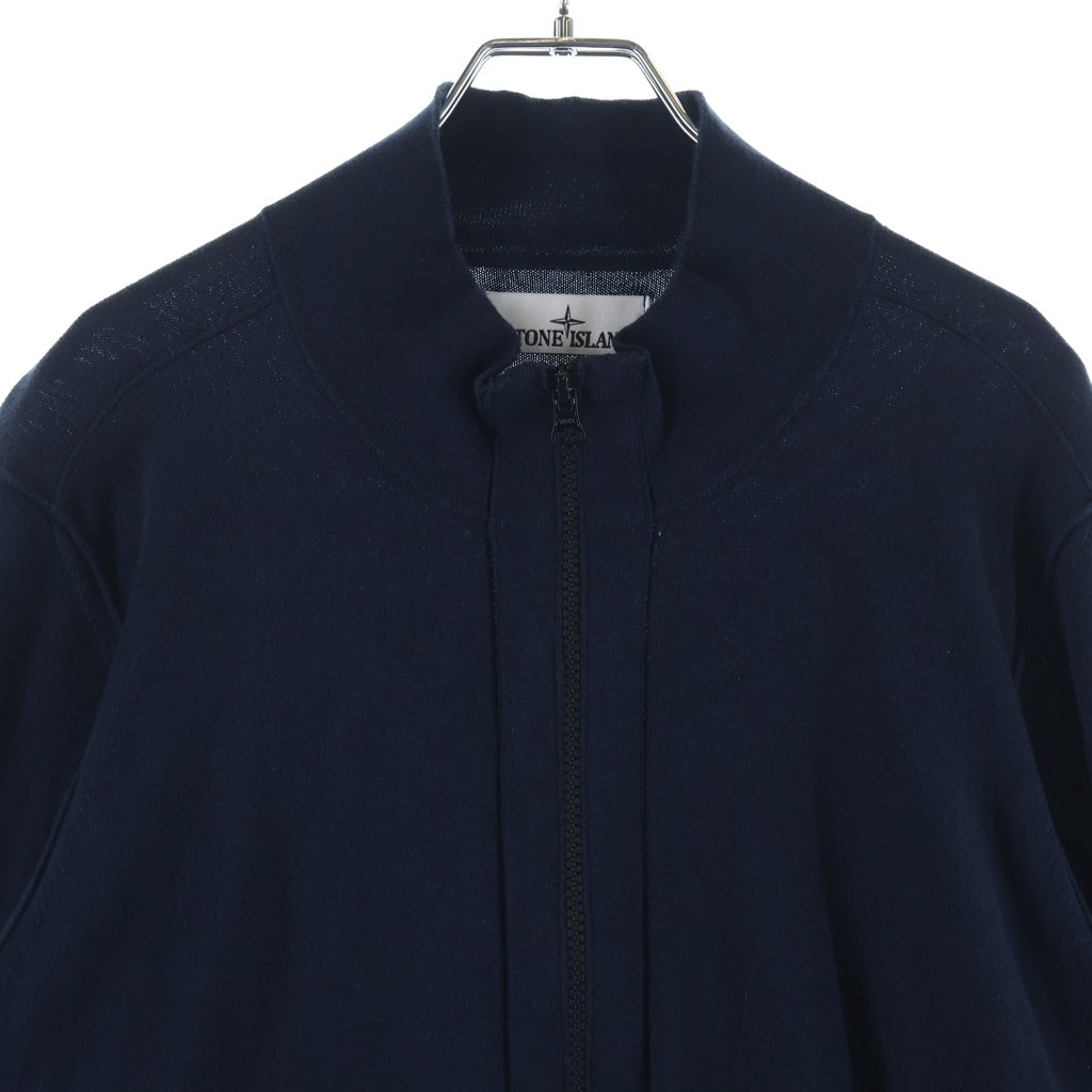 STONE ISLAND(ストーンアイランド) アームロゴデザイン ジップアップ ニット セーター ネイビー 8015542B2