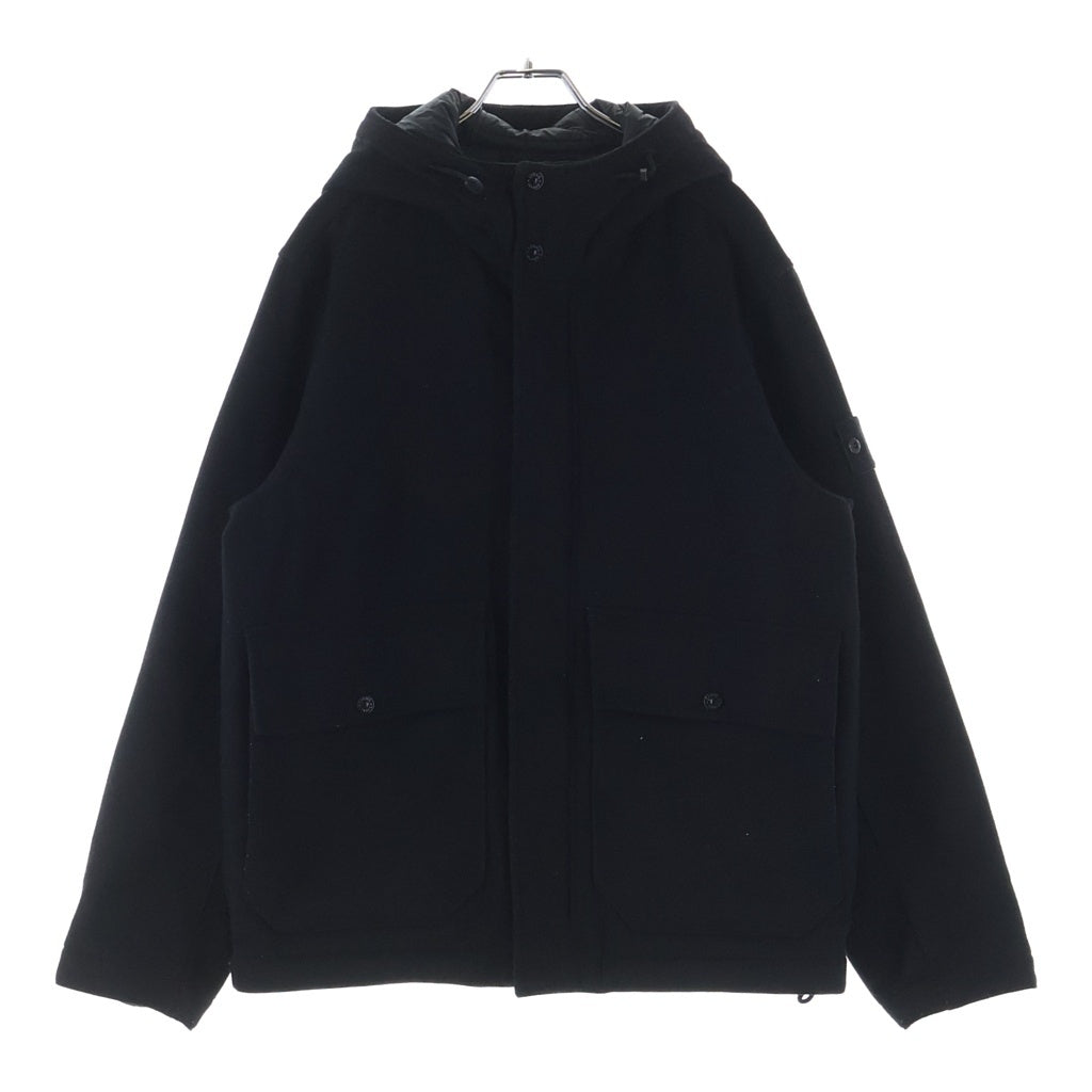 STONE ISLAND(ストーンアイランド) ウール コンパスパッチ フーデッド ジャケット ブラック 8115454F4