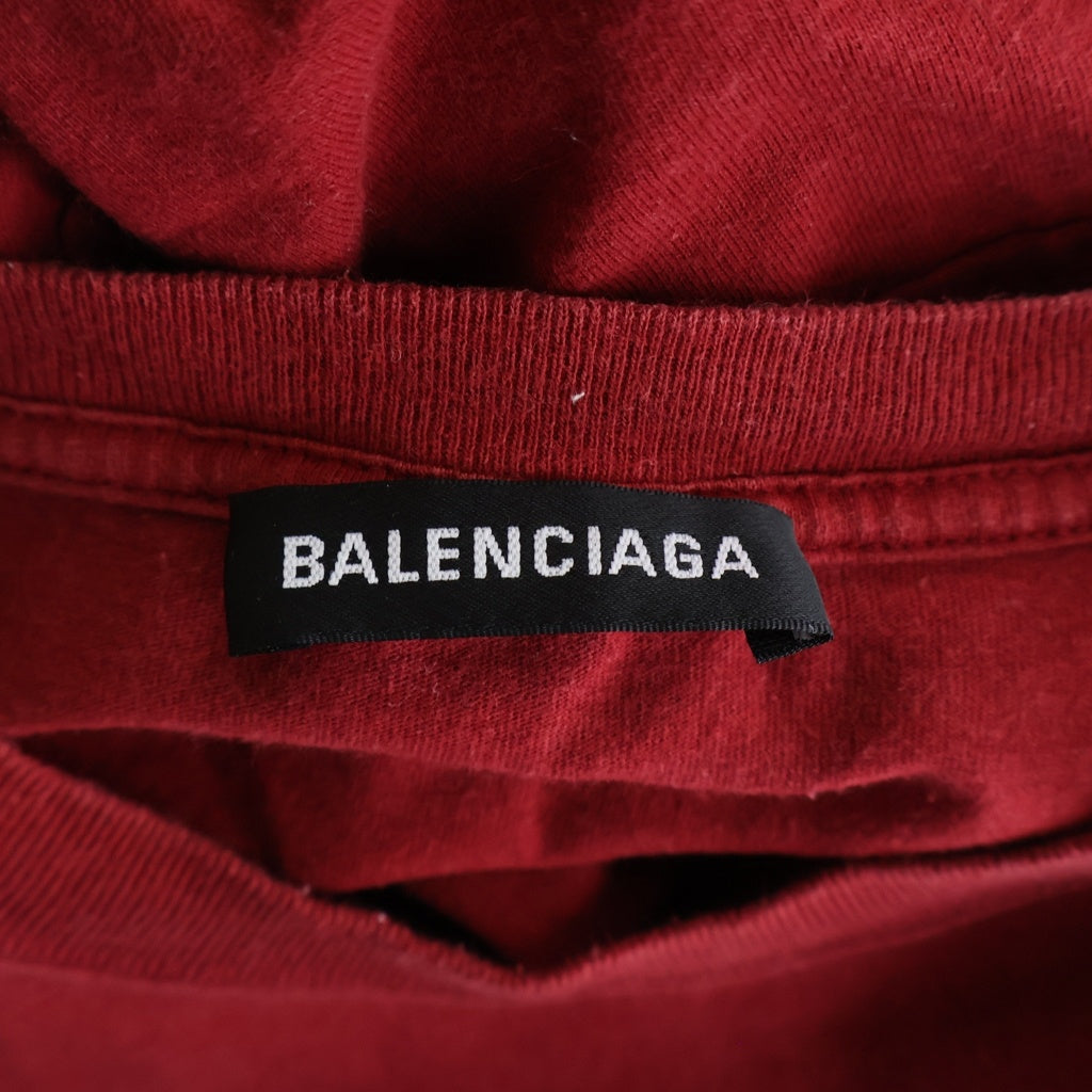 BALENCIAGA(バレンシアガ) 19SS ロゴデザイン クルーネック カットソー 半袖Tシャツ レッド 556150 TCV25