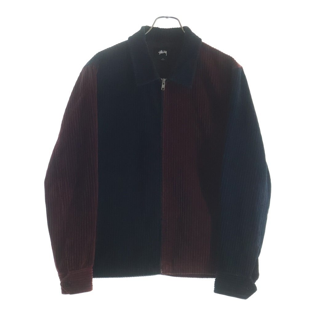 STUSSY(ステューシー) MIXUP CORD JACKET ミックスアップ バイカラー ジップアップ コーデュロイジャケット ブルー/レッド