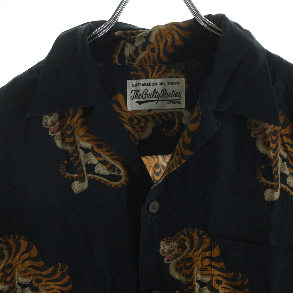 WACKO MARIA(ワコマリア) TAIGERS S/S HAWAIIAN SHIRT タイガーデザイン オープンカラー 半袖シャツ ブラック