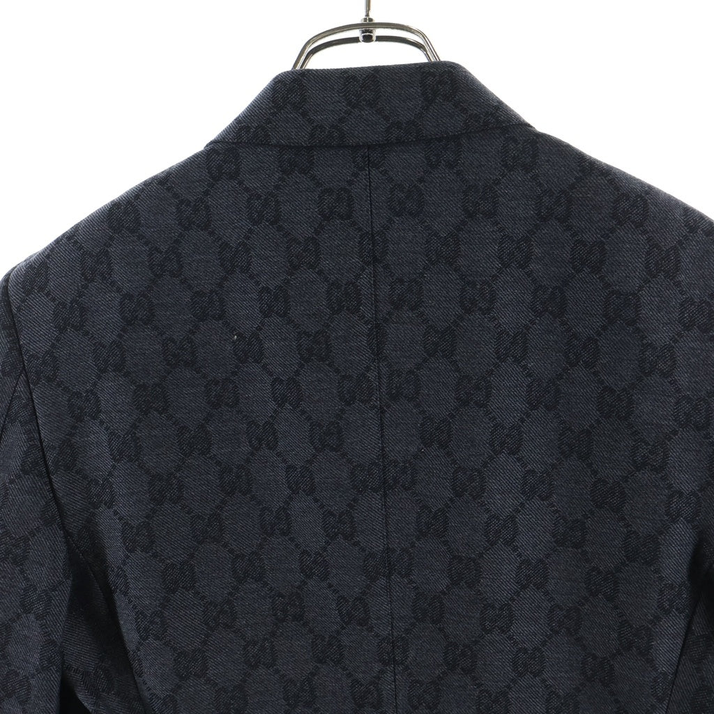 GUCCI(グッチ) GG Double-breasted wool jacquard jacket GG柄 ダブルブレスト ウール ジャガード テーラードジャケット グレー715184 ZAKF8 レディース