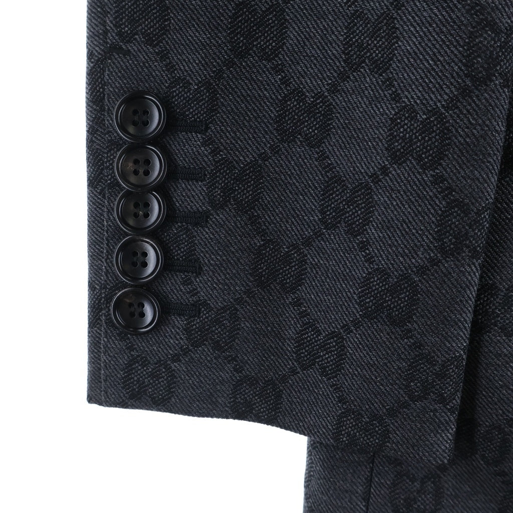 GUCCI(グッチ) GG Double-breasted wool jacquard jacket GG柄 ダブルブレスト ウール ジャガード テーラードジャケット グレー715184 ZAKF8 レディース