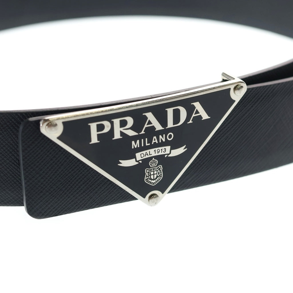 PRADA(プラダ) トライアングルロゴデザイン レザーベルト ブラック レディース