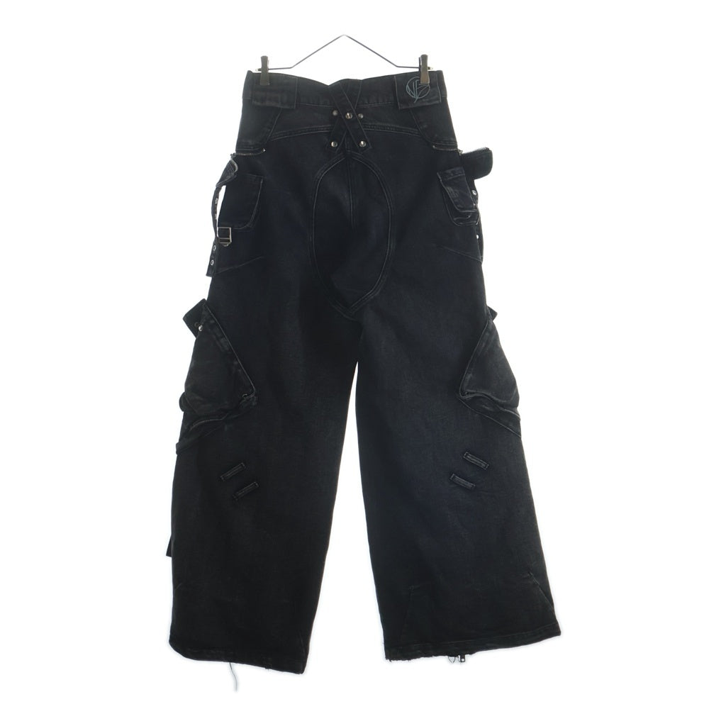 NO/FAITH STUDIOS(ノーフェイスストゥディオス) CARGO DENIM PANTS マルチポケット ジップアップ カーゴデニムパンツ ブラック