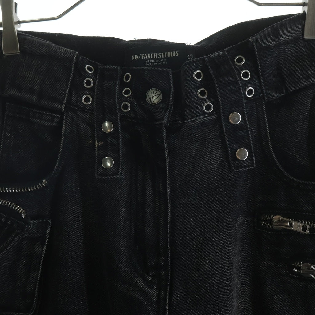 NO/FAITH STUDIOS(ノーフェイスストゥディオス) CARGO DENIM PANTS マルチポケット ジップアップ カーゴデニムパンツ ブラック