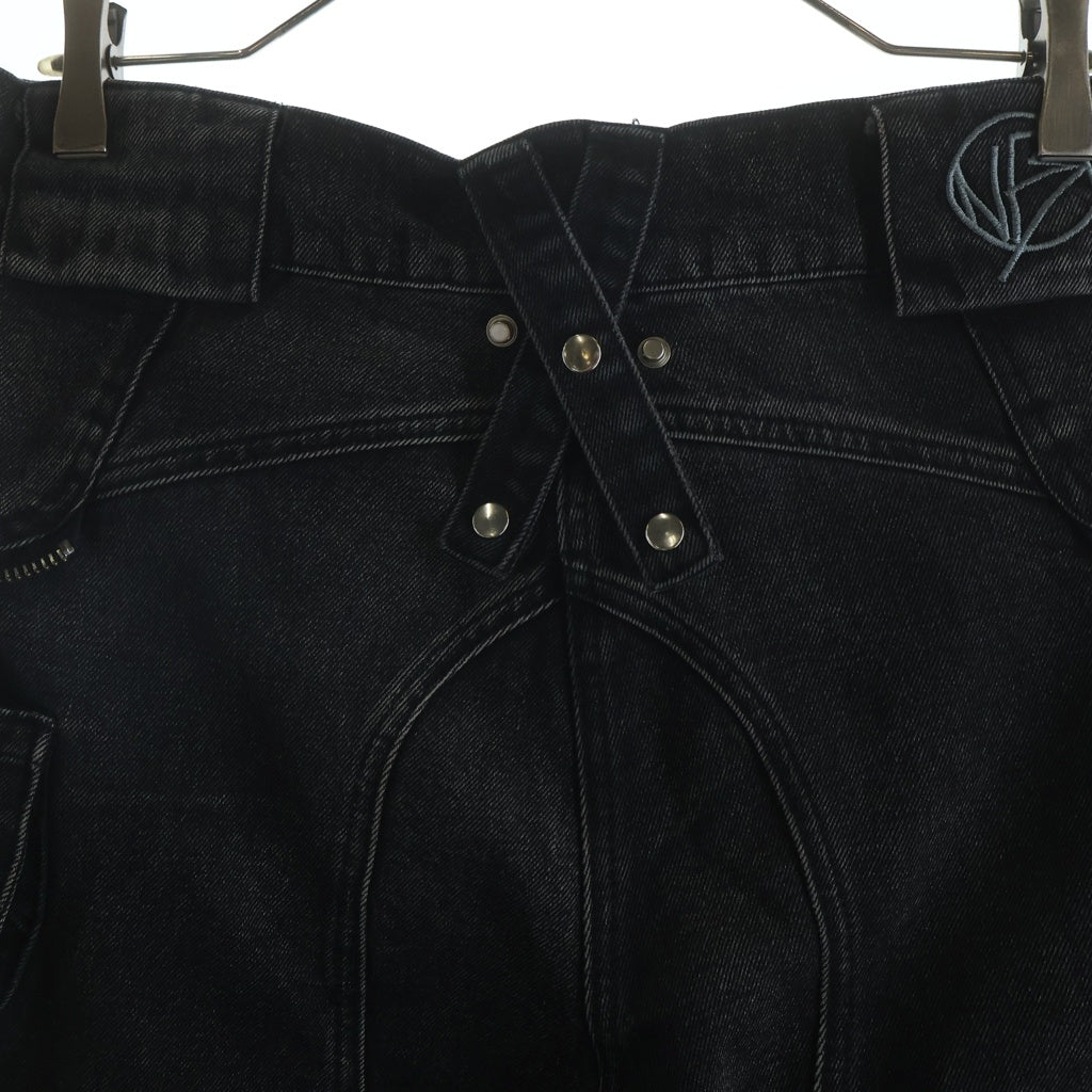 NO/FAITH STUDIOS(ノーフェイスストゥディオス) CARGO DENIM PANTS マルチポケット ジップアップ カーゴデニムパンツ ブラック