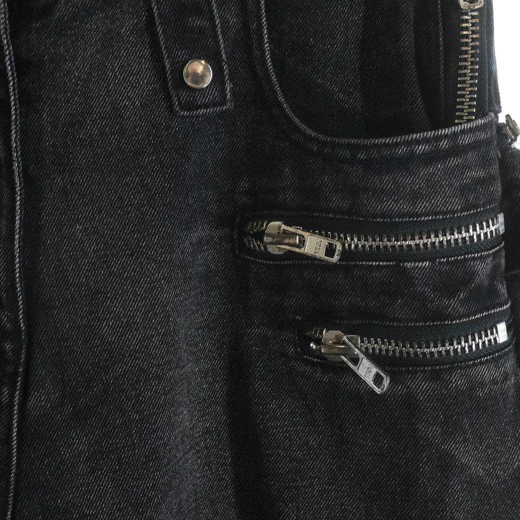 NO/FAITH STUDIOS(ノーフェイスストゥディオス) CARGO DENIM PANTS マルチポケット ジップアップ カーゴデニムパンツ ブラック
